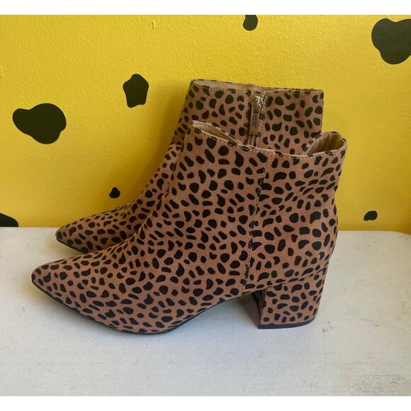 Rouge Leopard Boots Block Heel Animal Print Size 8.5 Mob Wives Y2k Streetwear - Picture 1 of 8